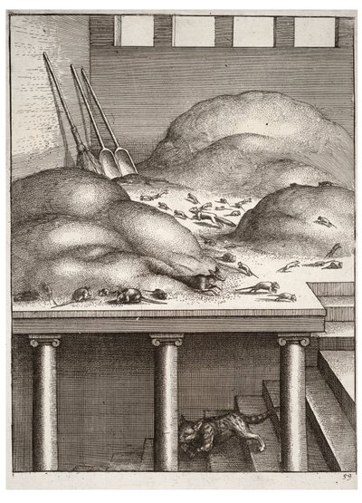 De oude wezel en de muizen door Wenceslaus Hollar